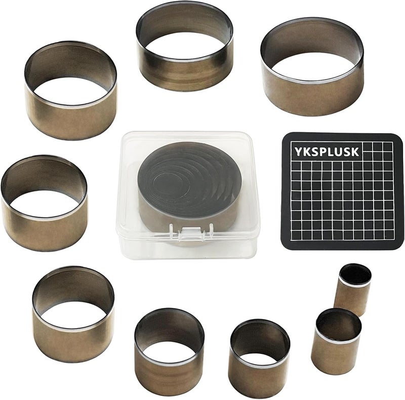 YKSPLUSK Leather Circle Cutter Tool Set, 9 Pieces Circle Punch Tools 15 20 25 30 35 40 45 50 55mm, High Carbon Steel Round Leather Cutting Dies - Leather Hole Punch Tool Kit for DIY Leather Crafts - Image 1
